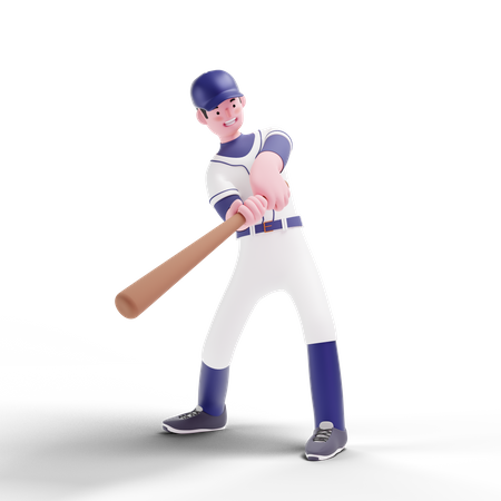 Jogador de beisebol pronto para atacar  3D Icon
