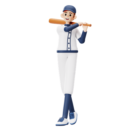 Jogador de beisebol se preparando para bater  3D Icon