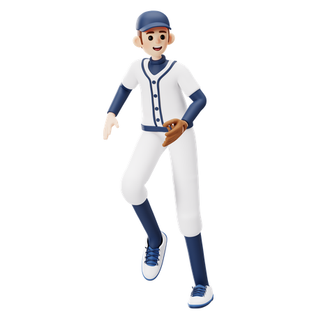 Jogador de beisebol se preparando para correr  3D Icon