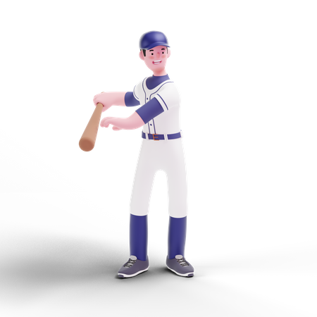Jogador de beisebol se preparando para jogar  3D Icon