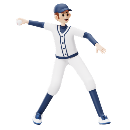 Jogador de beisebol se preparando para lançar a bola  3D Icon