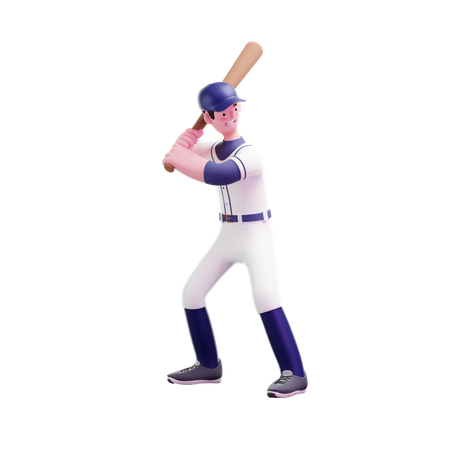 Jogador de beisebol segurando o taco  3D Icon