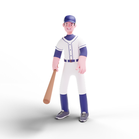 Jogador de beisebol segurando o taco  3D Icon