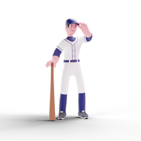 Jogador de beisebol segurando taco de beisebol  3D Icon