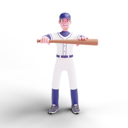 Jogador de beisebol segurando taco de beisebol  3D Icon