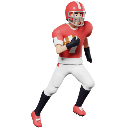 Jogador de futebol americano corre com a bola  3D Icon