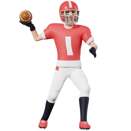 Jogador de futebol americano jogando bola  3D Icon