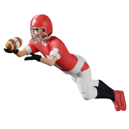 Jogador de futebol americano pega a bola no ar  3D Icon