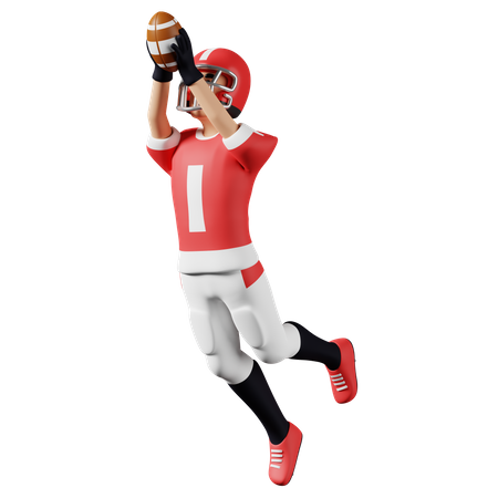 Jogador de futebol americano pula e pega a bola  3D Icon
