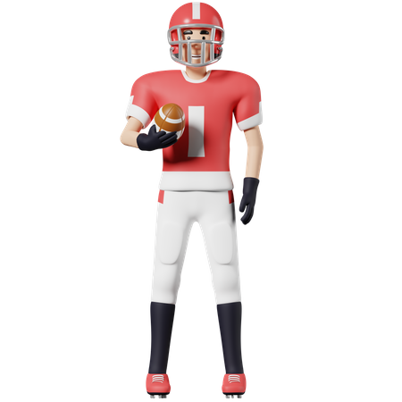 Jogador de futebol americano segura a bola  3D Icon