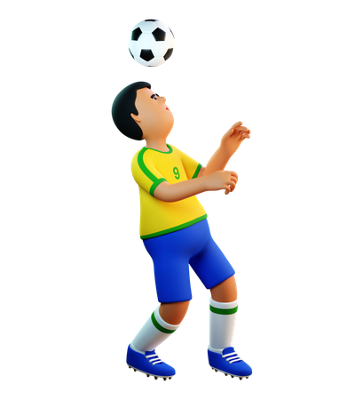 Jogador de futebol bate na bola com a cabeça  3D Icon