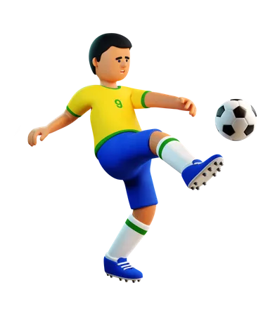Jogador De Futebol 3 D Chuta A Bola Jogador De Futebol Dos Desenhos Animados Texturas Para Camisetas E Calcas Em Arquivos PNG Adicionais 3D Illustration