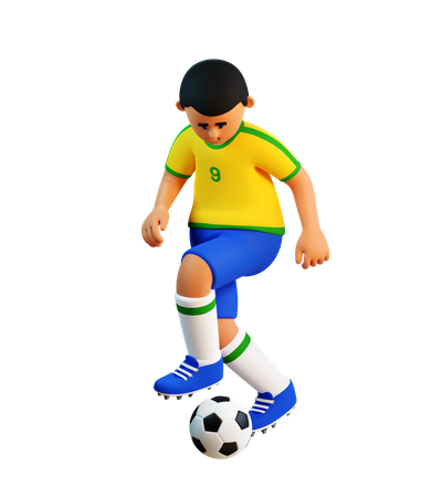 Jogador de futebol com a bola  3D Icon