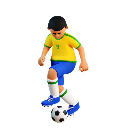 Jogador de futebol com a bola  3D Illustration