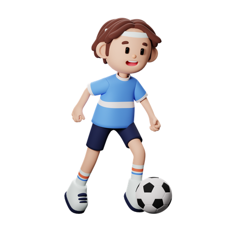 Jogador de futebol correndo com bola  3D Illustration