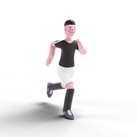 Jogador de futebol correndo em campo  3D Illustration