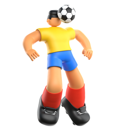 Jogador de futebol dando chute na cabeça para futebol  3D Illustration