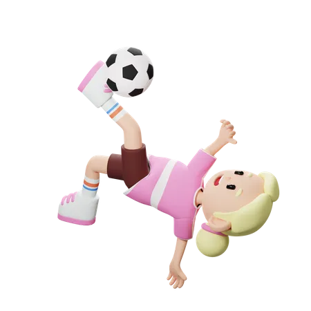 Jogador de futebol dando chute na cabeça  3D Illustration