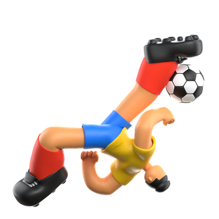 Jogador de futebol dando chute no futebol  3D Illustration