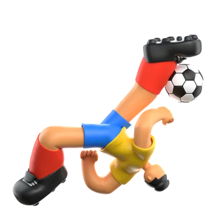 Jogador de futebol dando chute no futebol  3D Illustration