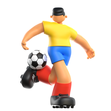 Jogador de futebol dando chute no futebol  3D Illustration