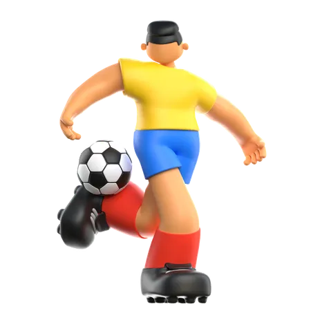 Jogador de futebol dando chute no futebol  3D Illustration