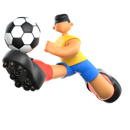 Jogador de futebol dando chute no futebol  3D Illustration