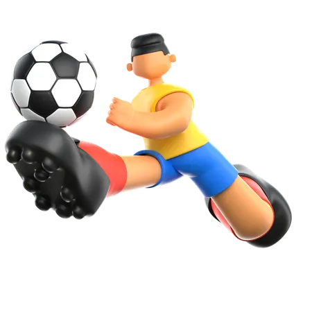 Jogador de futebol dando chute no futebol  3D Illustration