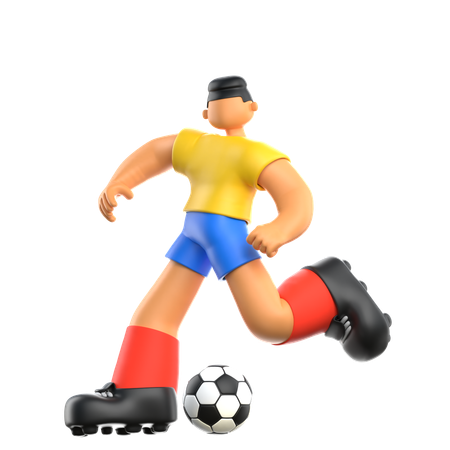 Jogador de futebol dando chute no futebol  3D Illustration