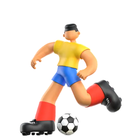 Jogador de futebol dando chute no futebol  3D Illustration