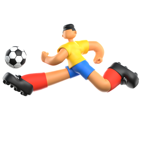 Jogador de futebol dando chute no futebol  3D Illustration