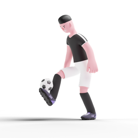 Jogador de futebol driblando com bola  3D Illustration