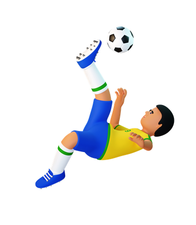 Jogador de futebol faz chute de tesoura  3D Icon