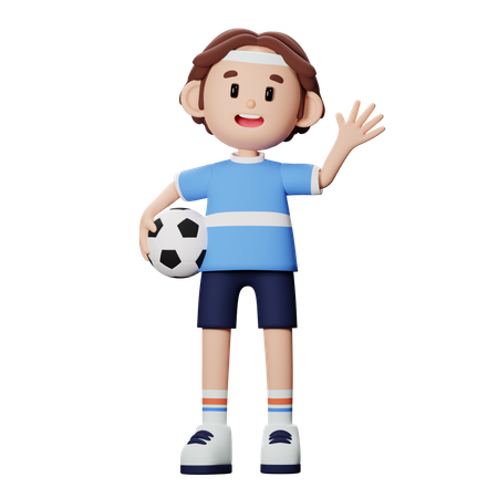 Jogador de futebol segurando uma bola  3D Icon
