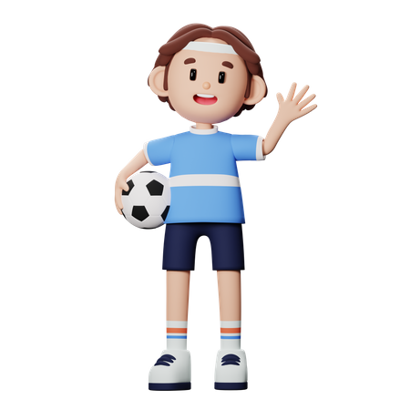 Jogador de futebol segurando uma bola  3D Illustration