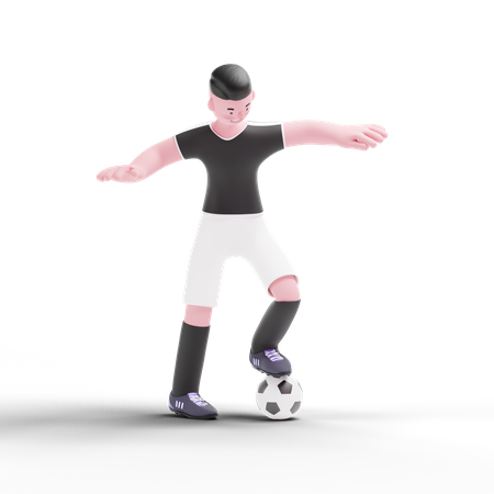 Jogador de futebol segurando bola  3D Illustration