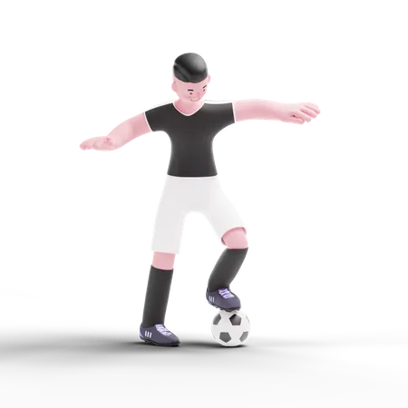 Jogador de futebol segurando bola  3D Illustration