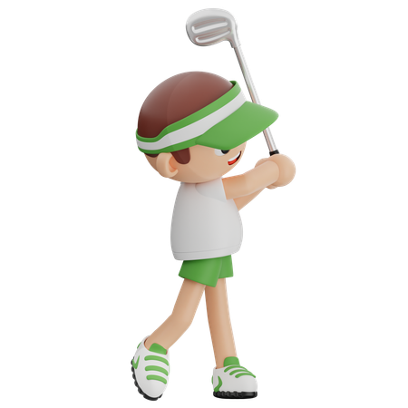 Jogador de Ouro Termina Golfe  3D Illustration