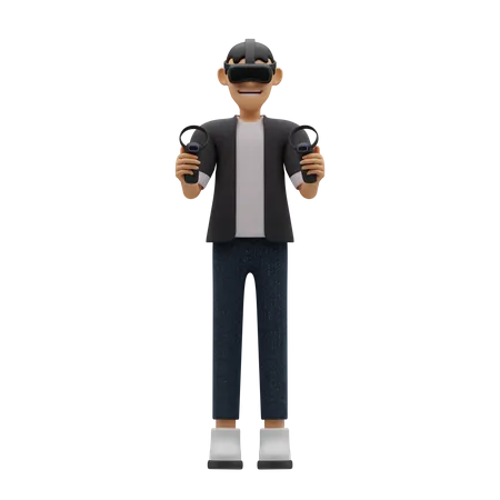 Jogador de realidade virtual  3D Illustration