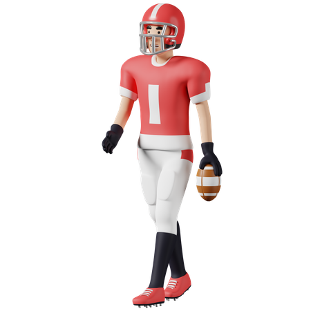 Jogador de rugby segura a bola na mão  3D Icon