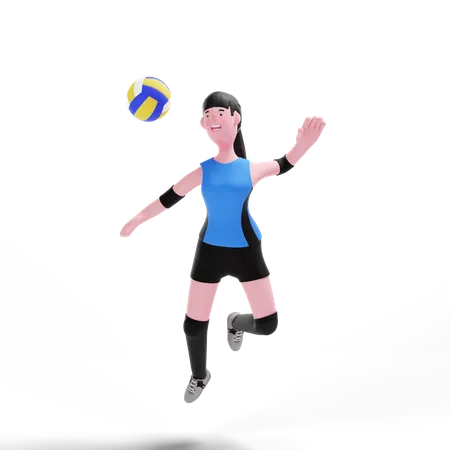 Jogador de voleibol jogando na partida  3D Illustration