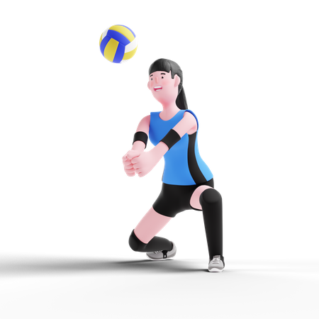 Jogador de voleibol pegando a bola na mão  3D Illustration