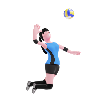 Jogador de voleibol quebrando bola  3D Illustration