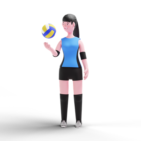 Jogador de voleibol segurando uma bola  3D Illustration