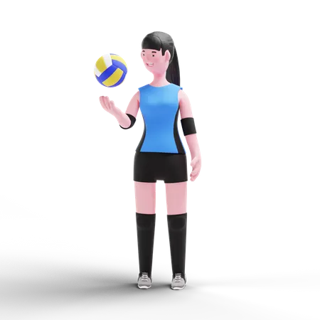 Jogador de voleibol segurando uma bola  3D Illustration