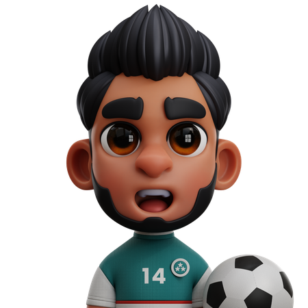 JOGADOR DO UZBEQUISTÃO COM BOLA  3D Icon