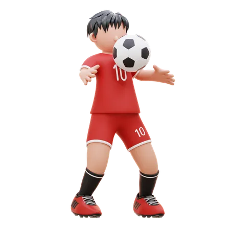 O jogador está brincando com a bola  3D Illustration