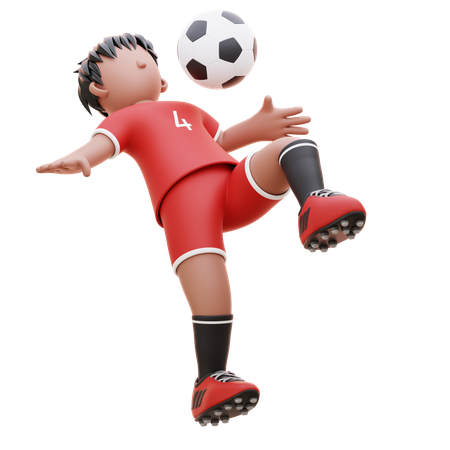 Jogador vence a partida de futebol  3D Illustration