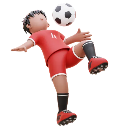 Jogador vence a partida de futebol  3D Illustration