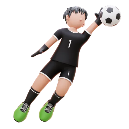 Jogador joga com bola  3D Illustration